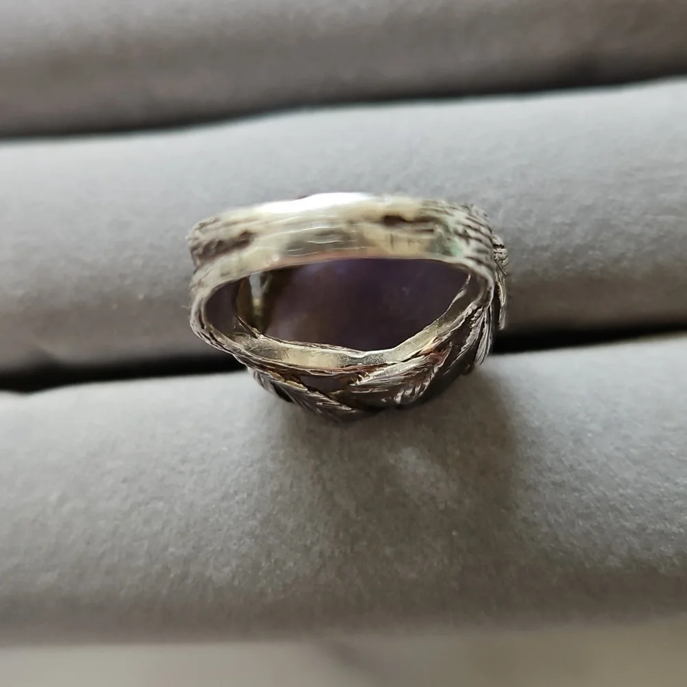 💟HP💟Lavender Jadeite Jade Silver Ring - Picture 3 of 8